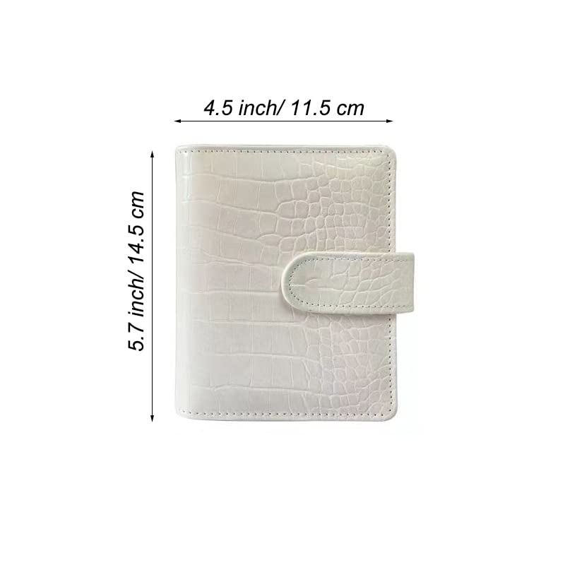 A7 Crocodile Budget Binder Cover - Mini Binder Wallet for Cash Saving, 6-Ring Planner Cover with Hidden Snap Buckle, Beige - color: Beige, size: A7