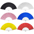 EOSAU 6 Pack Glitter Folding Hand Fans Foldable, Clacking Fans for Women - color: 9" 6 Mixed Colors