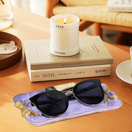 Warmtree Bow Jewelry Tray, Coquette Trinket Dish, Vanity Decor - color: Purple