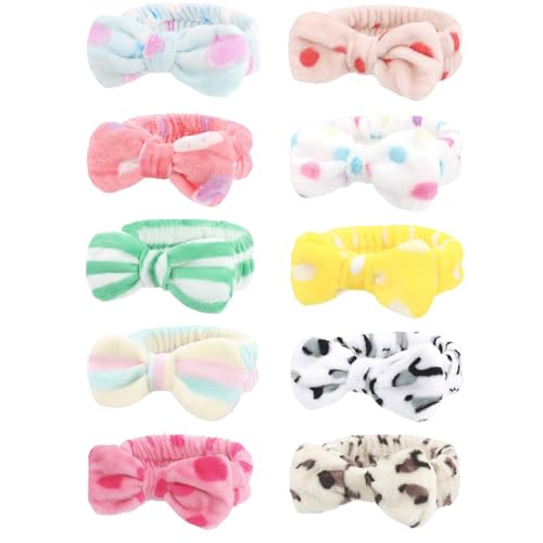 10 Pack Colorful Soft Spa Headbands Bulk for Women Girls - color: Multicolor 04