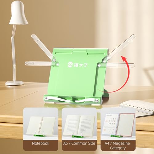 Mini Book Stand Portable, for Travel/Kitchen/Desk, Green - color: Green