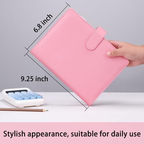Antner A5 Notebook Binder 6 Ring Refillable Planner Cover for A5 Planner Inserts, PU Leather Loose Leaf Personal Organizer Aesthetic Photocard Holder Budget Binder with Magnetic Buckle, Glitter Pink - color: Glitter Pink