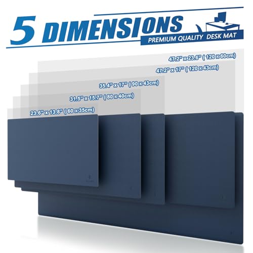 K KNODEL Small Office Desk Mat, Leather Mouse Pad (23.6"x13.8", Dark Blue) - color: Dark Blue, size: 23.6" x 13.8"