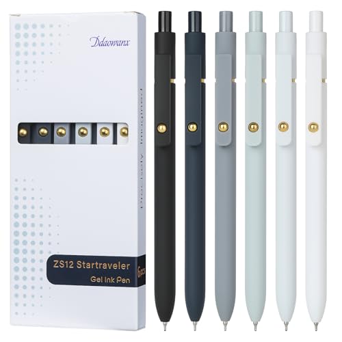 Ddaowanx Gel Pens,6 Pcs 0.7mm Retractable Quick Dry Black Ink Pens - color: 6Pcs Black White Gray