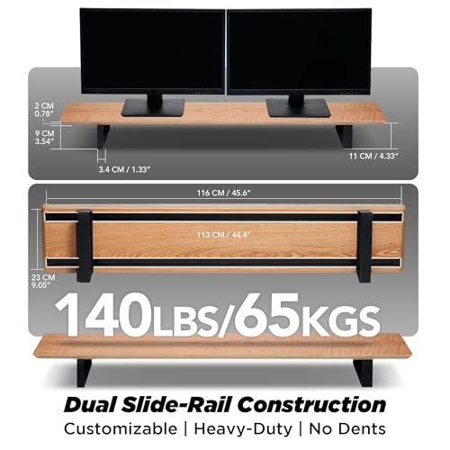 ULTRARM Moodular Wooden Monitor Stand Desk Organizer, Large 45.6" Oak