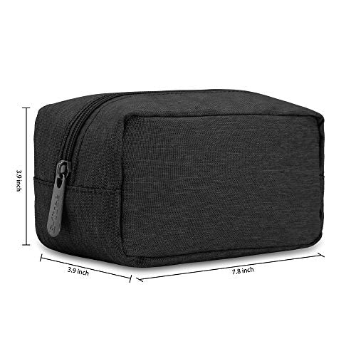 E-Tree Makeup Bag,Medium Travel Make up Pouch for Purse,Zipper Cosmetic Brush Skin Care Case for Women Man,Toiletry Bags,Tech Electronic Organizer,Small Canvas Storage for Personal Items,Black - color: Black, style: 7.8" X 3.9" X 3.9"
