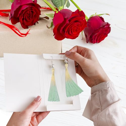 50Pcs 5 Inch Bulk Bookmark Tassel Kit for Graduation, Keychain(Beige Green) - color: Beige&green