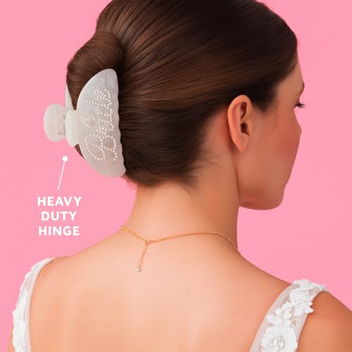Bride Claw Clip with Pearls, TWPER Hair Clip for Wedding, Bride to Be, Bridal Shower, Bachelorette Party Gift, White Pearl Hair Accessory for Engagement & Honeymoon - color: White