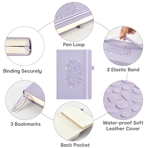 &And Per Se 365 Page Journal – A5 Hardcover Lined Notebook, One Book for the Whole Year, 100gsm Thick Paper, Numbered Pages & 3 Bookmarks, Annual Diary for Daily Writing (Lavender) - color: Lavender with Pattern, style: 365-Lined