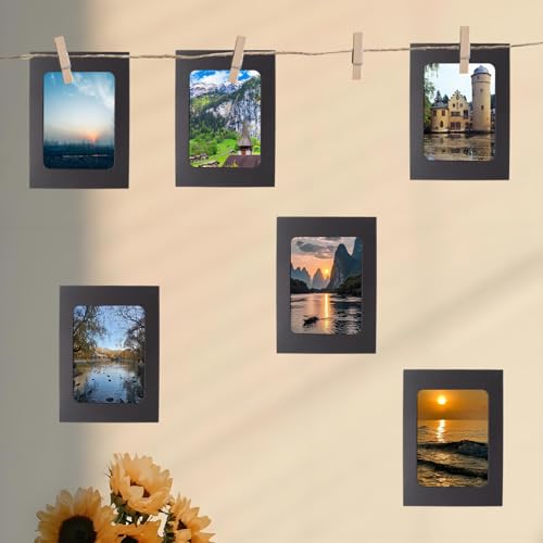 30Pcs 5x7Inch Black Paper Photo Frames with String & Clips - color: Black, size: 5x7inch