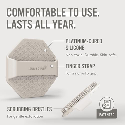 Sud Scrub® Antimicrobial Silicone Face Scrubber, 1 Pack, Gentle Face Exfoliator for Sensitive Skin, Eco Friendly Facial Cleansing Brush, Exfoliating Face Brush for Men and Women (Clay) - color: Clay