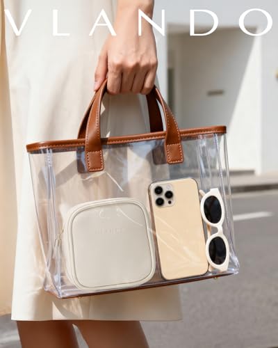 VLANDO Makeup Bag for Purse,Water-Resistant Pouch with Pockets,Cream White - color: Mini-Cream White