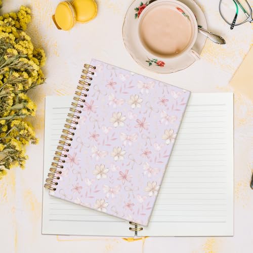 MOFUYU Cute Preppy Purple Bow Notebook Journals Diary - color: Purple(pink)