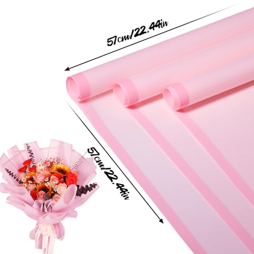 CCIJESW 20 Sheets Flower Bouquet Wrapping Paper Pink-4 - color: 032-Transparent Pink