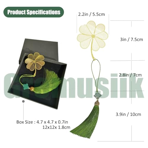 Metal Bookmarks for Women Irish 4 Leaf Clover Book Marks Gold Chinese - color: Four Leaf Clover