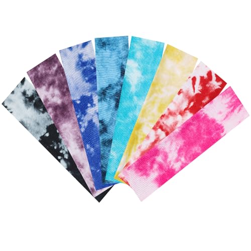 obeoby 8 Pack Tie Dye Sports Headbands For Women, Stretch Non-Slip - color: Tie-dye series
