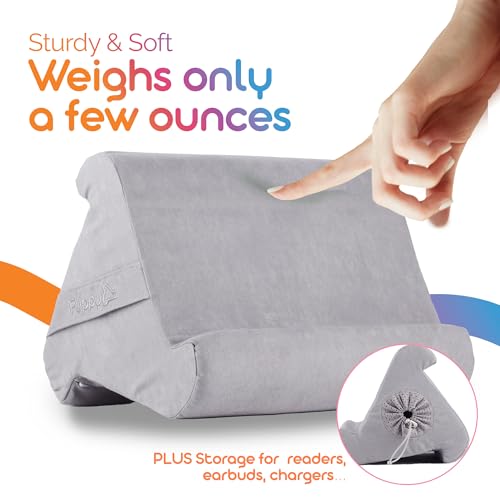 Flippy Original Tablet Pillow Stand & iPad Holder, Gift for Book Lovers & Readers, Multi-Angle Stand with Storage for Lap, Desk & Bed, Compatible with Kindle, Fire, iPad & Samsung, Greyster - color: Greyster 4.0