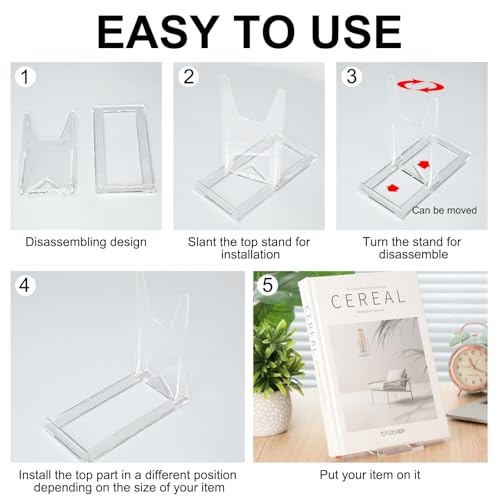 12 Pack Acrylic Book Stand for Display Adjustable, 5.91in H - size: 5.91 x 6.1 x 3.15 Inch