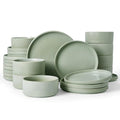 Famiware Star Stoneware Dinnerware Sets for 8, Reactive Glaze Plates, Bowls - color: Matte Sage Green