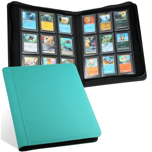 Toploader Binder, Holds 324 Toploaders, 9 Pocket Top Loader Binders with Sleeves for 3 x 4'' Toploaders, Double-Sided Pocket Top Loader Storage Binder, Trading Card Binder - Diamond Lake Blue - color: Diamond Lake Blue