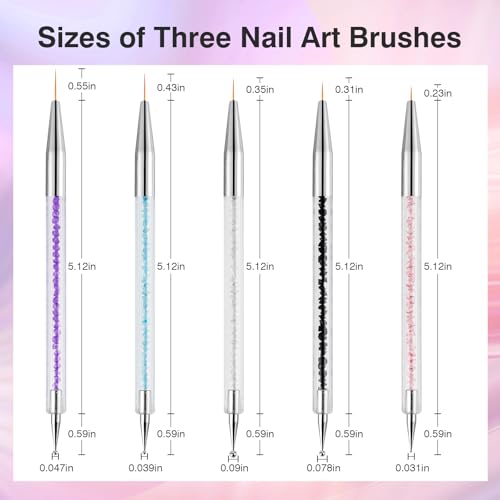 Nail Art Brushes, 5 Pcs Nail Brush Set with Liner Brush and Dotting Pens - color: 5PCS Nail Brush Set