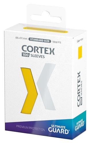 Ultimate Guard Cortex Outer Card Sleeves, 100 Standard Size TCG Sleeves, 66 x 91mm, Yellow Back, Glossy Finish, No PVC & Acid-Free, High Clarity - color: Yellow, size: Standard Glossy