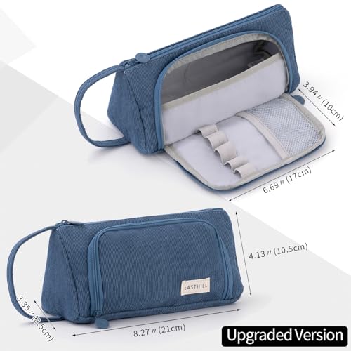 EASTHILL Big Capacity Pencil Case Pouch Pen Case Simple Stationery Bag School College Office Organizer for Teens Girls Adults Student - color: Blue