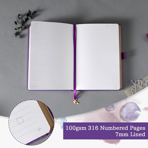 TIEFOSSI A5 Lined Journal Notebook 316 Pages for Women & Men - color: Deep Purple, size: A5-Lined