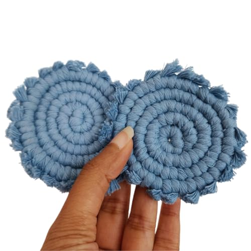 Cotton Car Coasters for Cup Holders, 2PC Car Cup Coasters, Drink Coaster Holder, Cute cupholder Coaster Accessories for Women, Macrame, Boho (Cloudy Day) - color: Cloudy Day