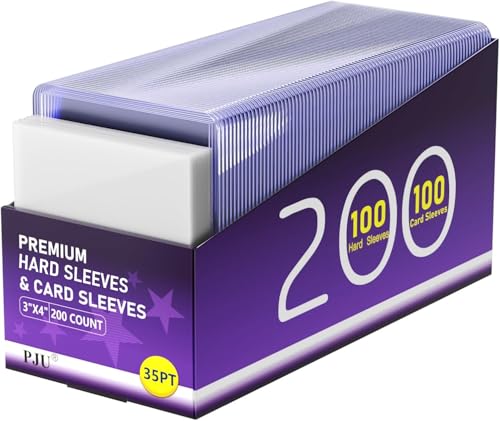200 Card Sleeves Hard Plastic, 3×4 Baseball Card Holder for Sports Cards - size: 100 Hard Sleeves + 100 Soft Sleeves
