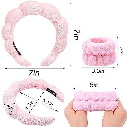 Zkptops Spa Headbands for Women Face Washing Wristband Sponge Makeup,Pink - color: Pink