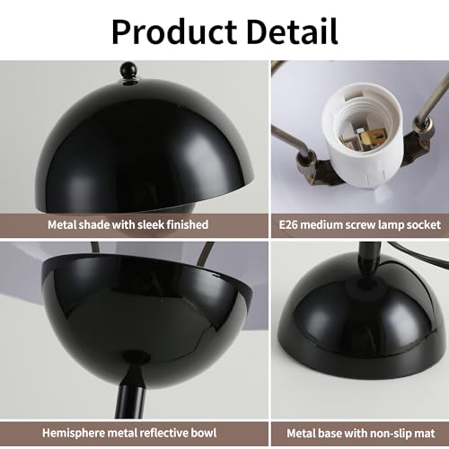 Creative Mid-Century Modern Bud Table Lamp for Home&Office, Glossy Black - color: Glossy Black