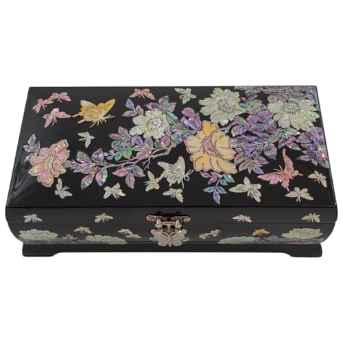 February Mountain Exquisite Mother-of-Pearl Floral and Butterfly Lacquer Jewelry Box - Elegant Gift for Women - style: Colorful Butterfly