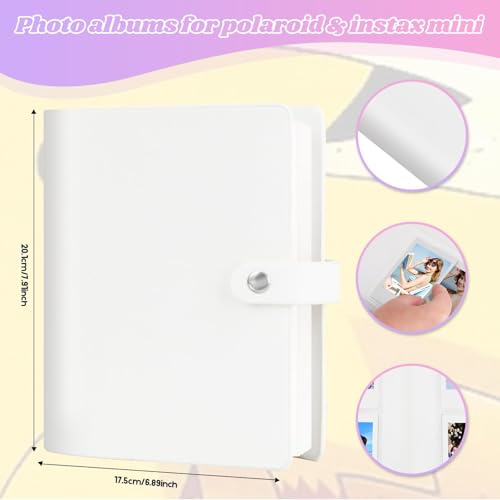 Ruibytree 320-Pocket PU Leather Photo Album for Instax Mini Camera, White - color: White