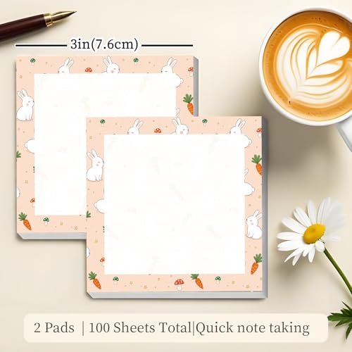Sticky Notes 3x3 Inches, Cute Self-Stick Note Pads, Funny Memo Pads, Easy to Post Sticky Notes for Office, Home & Notebook Cute Bunny Carrot - color: Cute Bunny Carrot