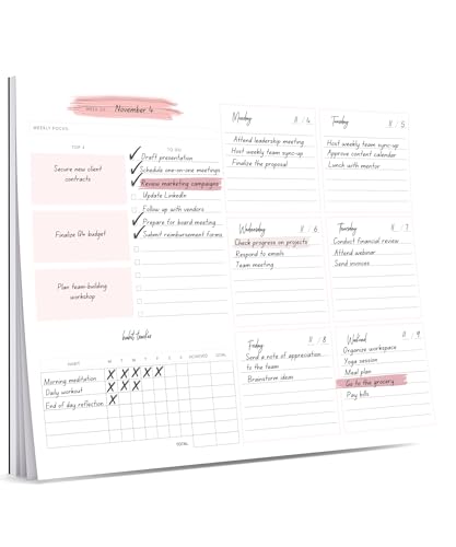 Lamare Weekly Planner Notepad – Premium Undated Weekly To Do List Notepad - color: Pink