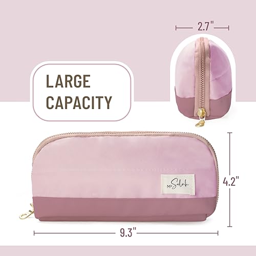 Mr. Pen- Wide-Opening Pencil Case, Triangle Design - color: Rose Pink