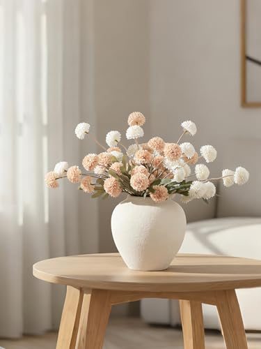Ceramic Flower Vase Home Decor - Small Farmhouse Table Vases Rustic Vintage Living Room Kitchen Bedroom Decorations for House Book Shelf Office Coffee Desk Dining Fireplace (6" Rustic) - color: White, size: 6 In