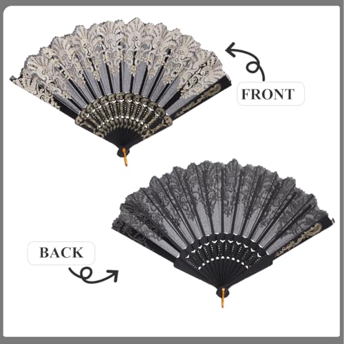 Chinese Style Folding Fan For Weddings And Festivals Foldable Fan Portable Decoration Festival Performance Stage Props Decoration(black) - color: Black