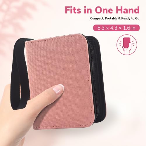 1 Pocket Card Binder with Zipper, 100 Pockets Mini Trading Card Album, Premium PU Leather Single Card Binder, Small Display Folder for TCG & Sports Cards - color: Pink, size: 1-Pocket