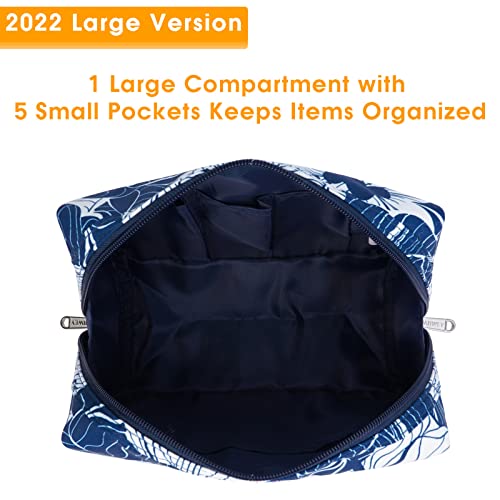 Narwey Makeup Bag Travel Toiletry Bag, Cosmetic Bag for Women Girls - color: Blue Lotus, style: Large