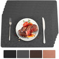 Gray Vinyl Placemats Set of 6 Waterproof Wipeable Table Mats - color: Gray
