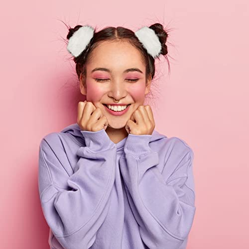 8 PCS Fuzzy Scrunchies White Hair Ties Cute Hair Bands with Faux Rabbit Fur Elastic Hair Ties Hair Bobbles Ponytail Holders Girls Women Hair Accessories - color: Fuzzy-white 8PCS