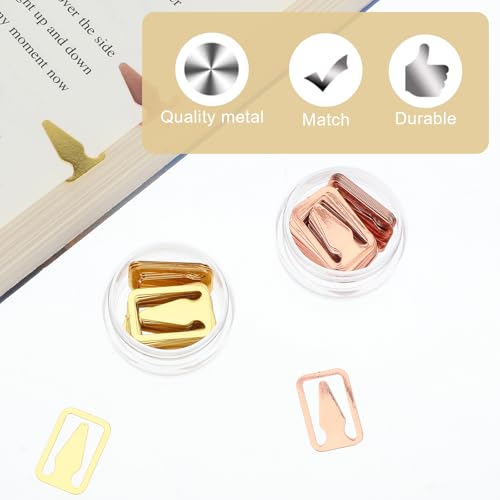 100Pcs Book Line Markers, Gold/Rose Gold Metal Bookmarks Tin Mixed Metals Book Page Markers Book Marker Clips Book Annotation Supplies