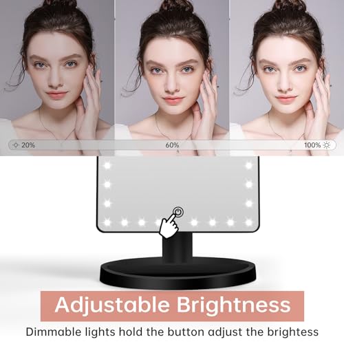 FUNTOUCH Large Lighted Makeup Mirror with Lights (Black) - color: Black D