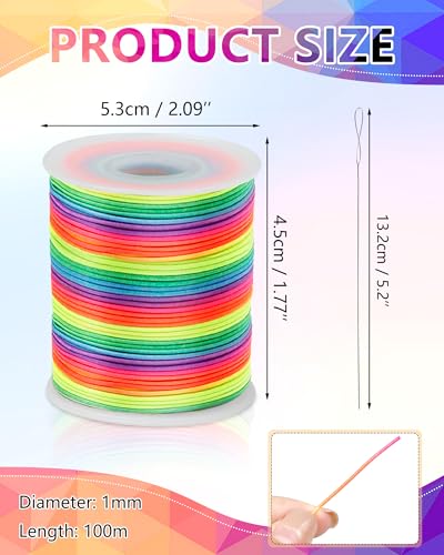 FIVEIZERO 1mm Rainbow Elastic Bracelet String, 1 Roll, 328 Ft - size: 1MM, style: Colorful