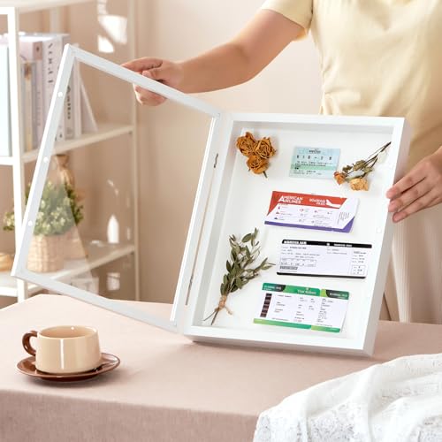 11x14 White Deep Shadow Box Picture Frame with HD Clear Glass - color: White, size: 11x14