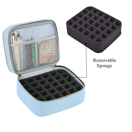 Nail Polish Organizer- Holds 30 Bottles, Nail Organizers and Storage Double-Layer Nail Bag Organizer Case Nail Polish Holder with Handle, Nail Kit Organizer for Manicure Tools (Blue) - color: Blue