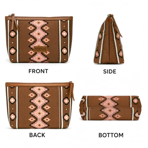 Wrangler Travel Makeup Bag Large Waterproof Cosmetic Bag for Women - color: Light Brown