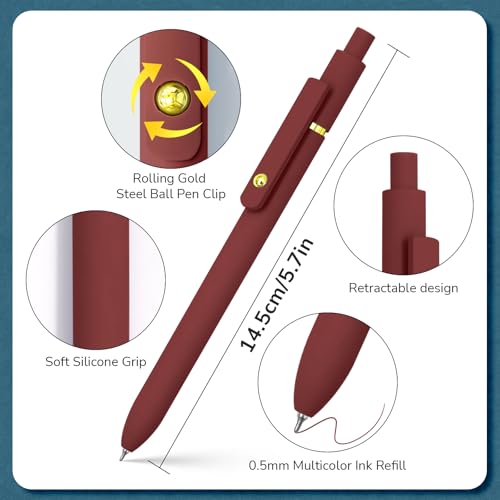 UIXJODO Colorful Pens, 6 Pcs Colored Pens Fine Point Smooth Writing Pen, 0.5mm Colored Ink Gel Pen for Journaling Note Taking Writing, Office School Supplies Gifts for Women (6 Pcs Gold Vintage) - color: 6 Pcs Gold Vintage - Colored Ink